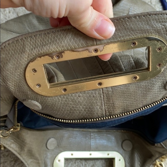 BCBGMAXAZRIA tan snakeskin leather tote - Picture 4 of 6